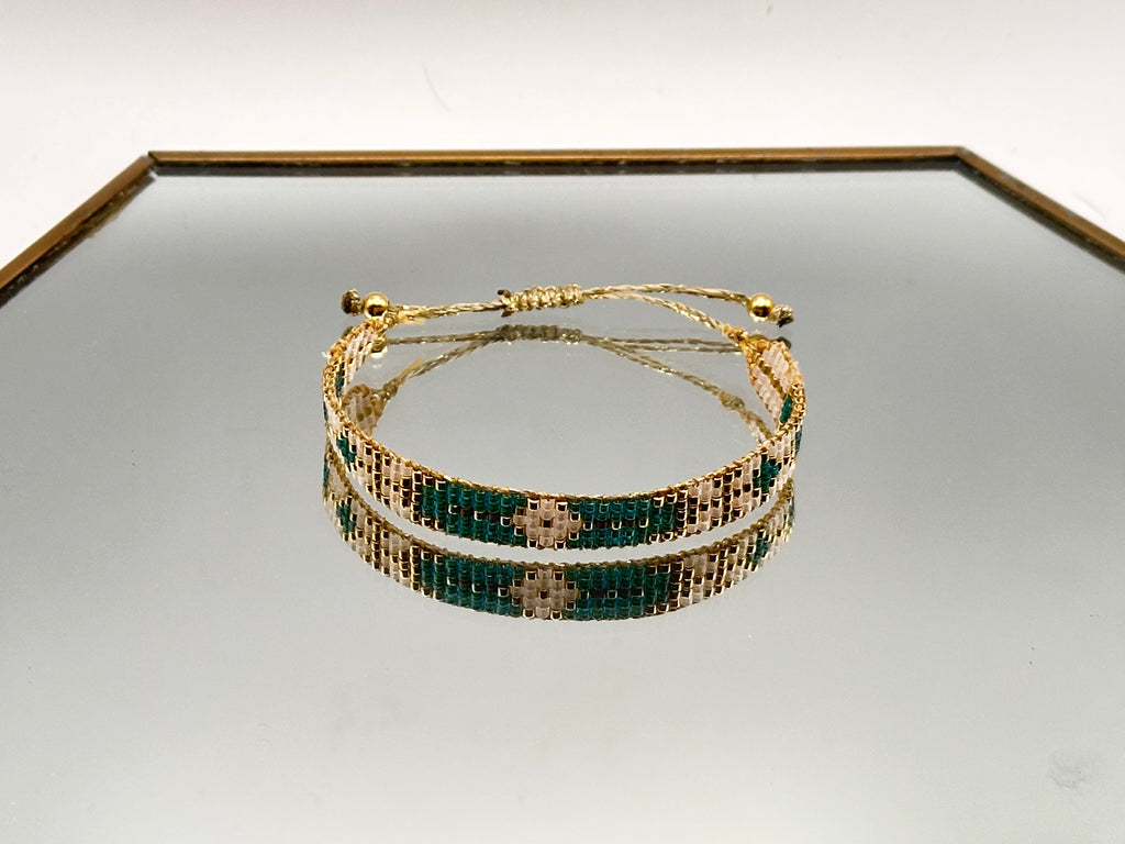 Bracelet Ysée Vert Emeraude, or - Miyuki 5 rangs